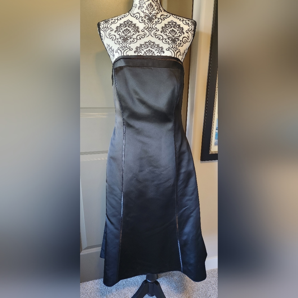 NWT - Ann Taylor Special Occasion Dress, Black Satinlike, Size 10